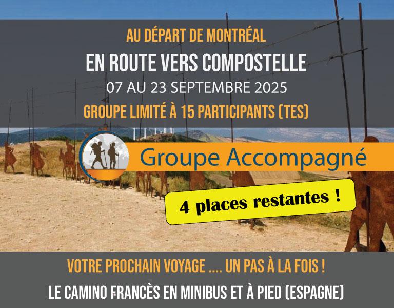 LE CAMINO FRANCÉS : VERS COMPOSTELLE EN ESPAGNE, GROUPE ACCOMPAGNÉ AU DÉPART DE MONTRÉAL 2025. Euro-Rando, Vaudreuil, Quebec