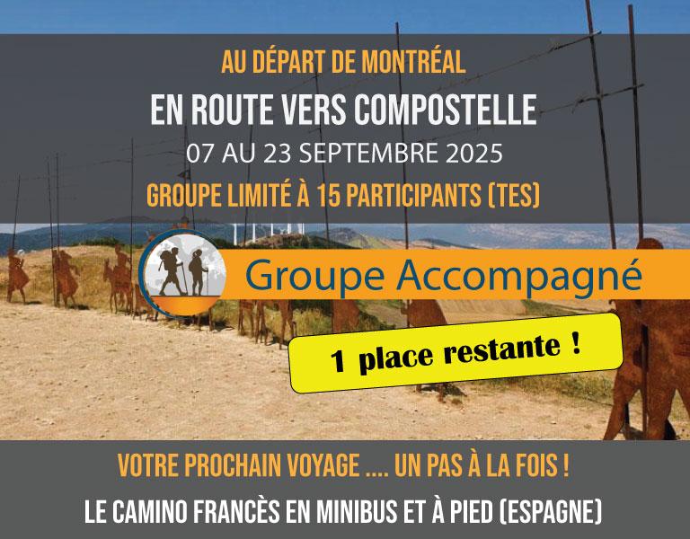 LE CAMINO FRANCÉS : VERS COMPOSTELLE EN ESPAGNE, GROUPE ACCOMPAGNÉ AU DÉPART DE MONTRÉAL 2025. Euro-Rando, Vaudreuil, Quebec